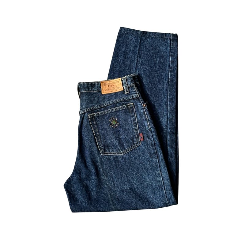 90s Polo Ralph Lauren 美国制 深色丹宁长裤 - 男士长裤 - 棉．麻 蓝色