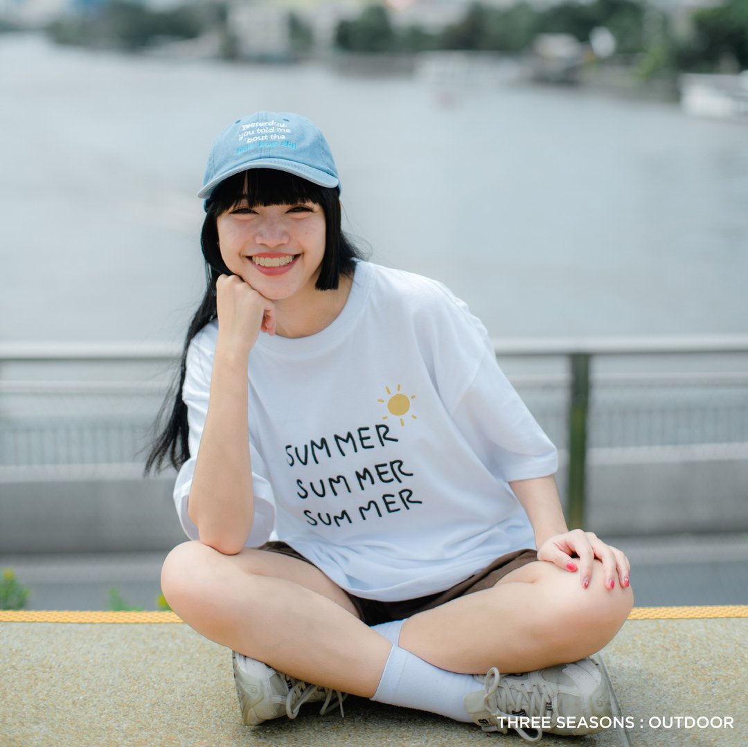 Three Seasons 三个季节 | 感光变色 T-shirt 人生好难系列 - 中性连帽卫衣/T 恤 - 棉 白色