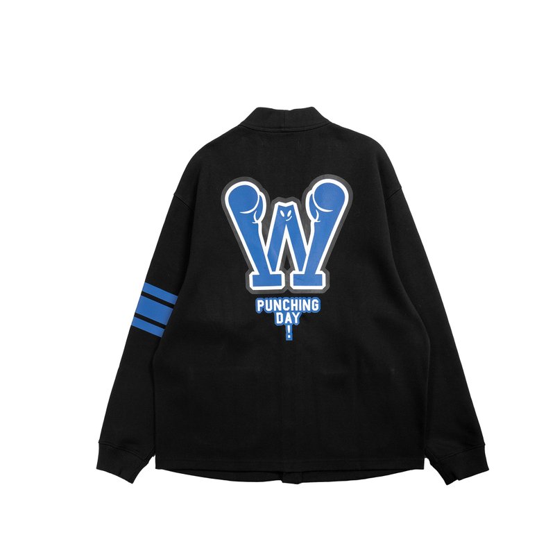 拳魂重磅印花开襟外套-雾蓝 - 男装外套 - 棉．麻 