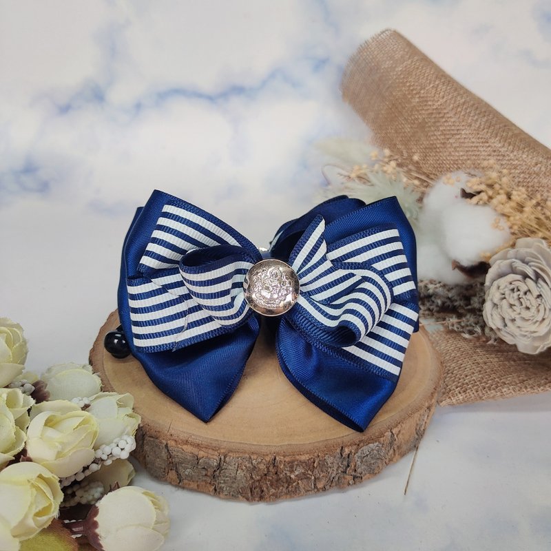 条纹香蕉夹弹簧夹- 海军风 - 发饰 - 其他材质 蓝色