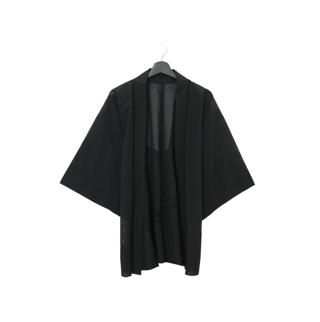 Back to Green-日本带回羽织 黑透肤 篓空kt-12/vintage kimono - 女装休闲/机能外套 - 丝．绢 