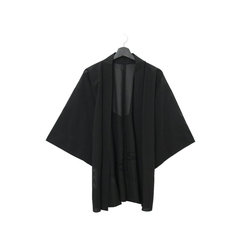 Back to Green-日本带回羽织 黑透肤 篓空kt-12/vintage kimono - 女装休闲/机能外套 - 丝．绢 