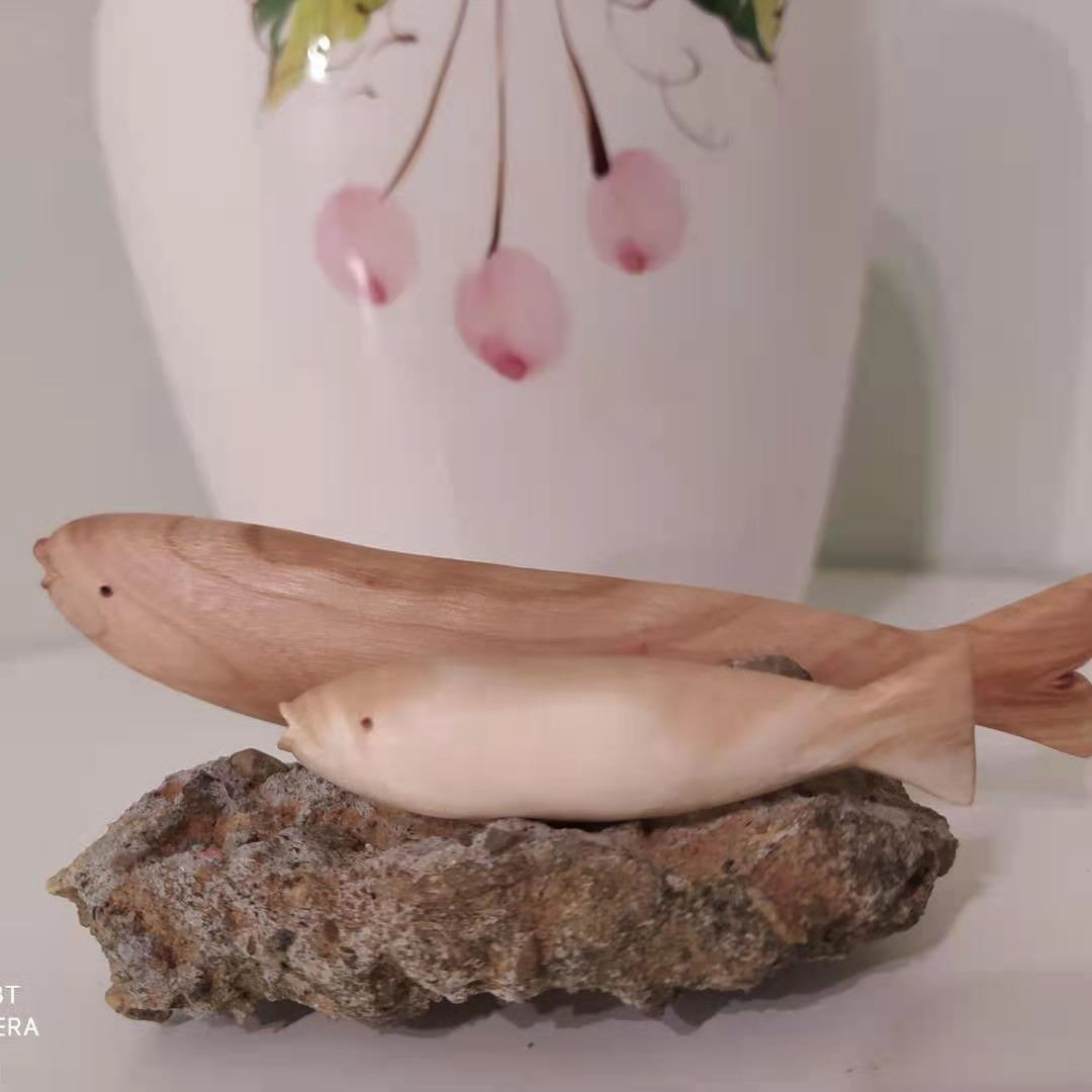 祈祷双鱼  - 木雕艺术 - 摆饰 - 木头 咖啡色