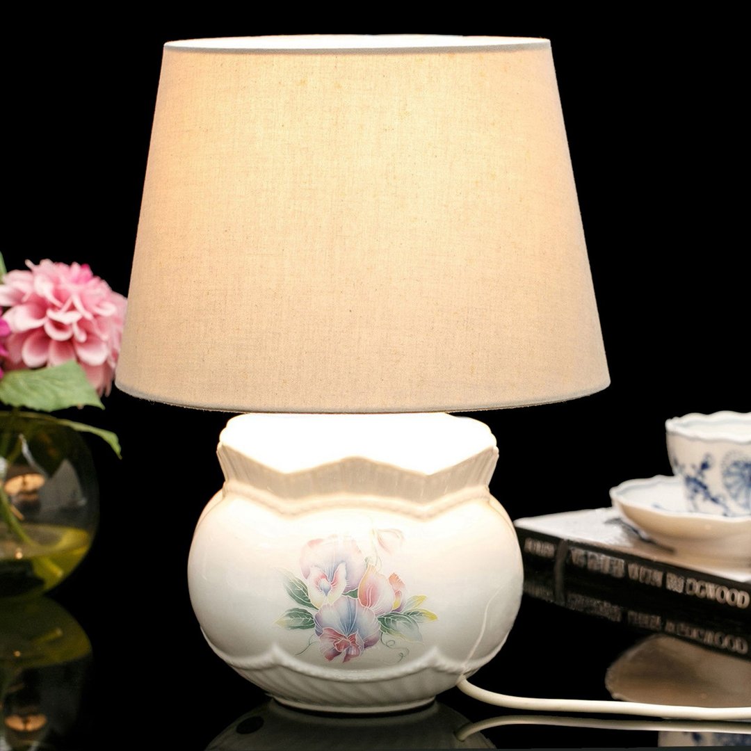 英国制 Aynsley 甜心花卉台灯 柔雾花瓣床头小暖光骨瓷桌灯 - 灯具/灯饰 - 瓷 