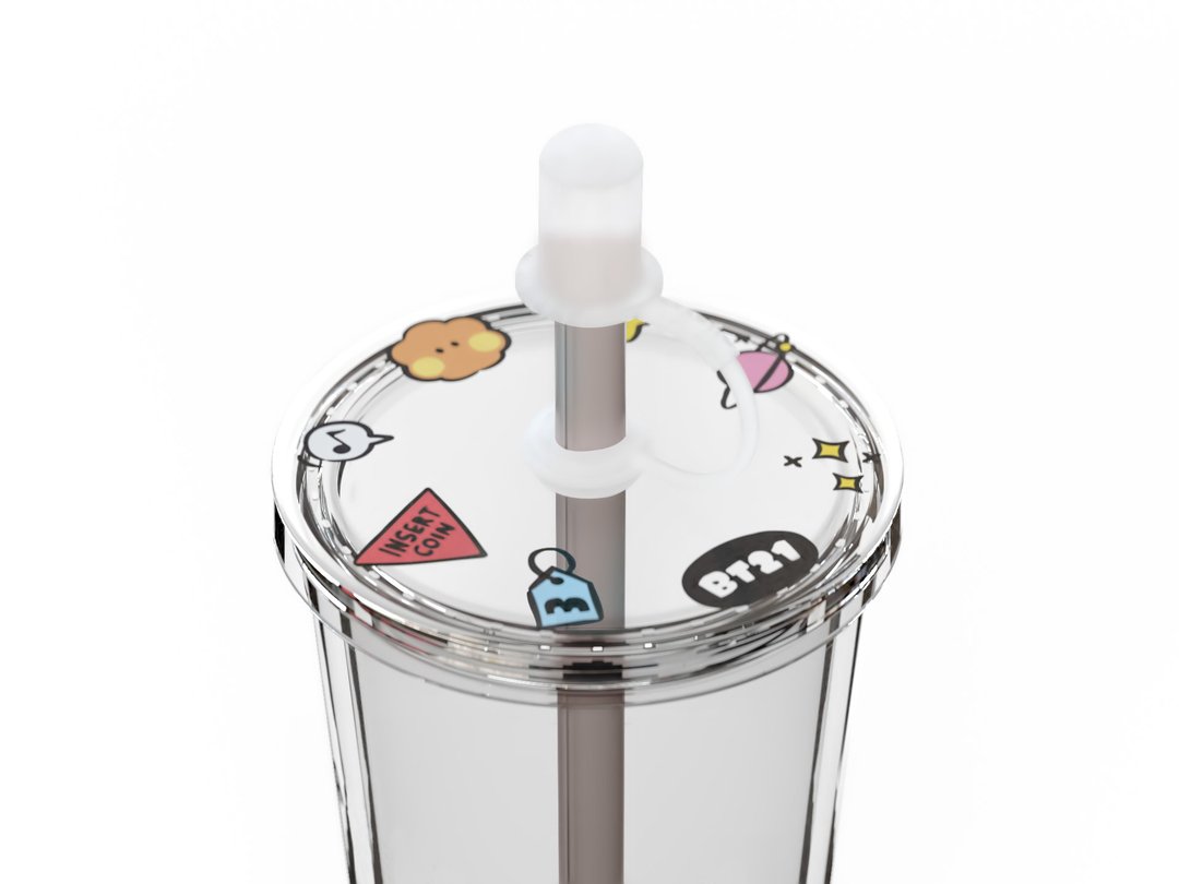 BT21 minini SHOOKY 透明吸吸杯 - 其他杯子 - 塑料 咖啡色