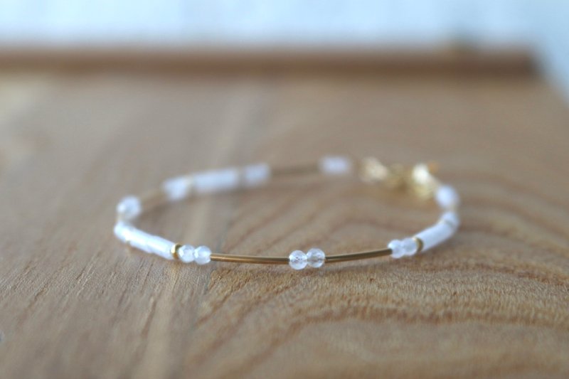 手链 月光石 14k包金 - 星空 - - 手链/手环 - 半宝石 白色