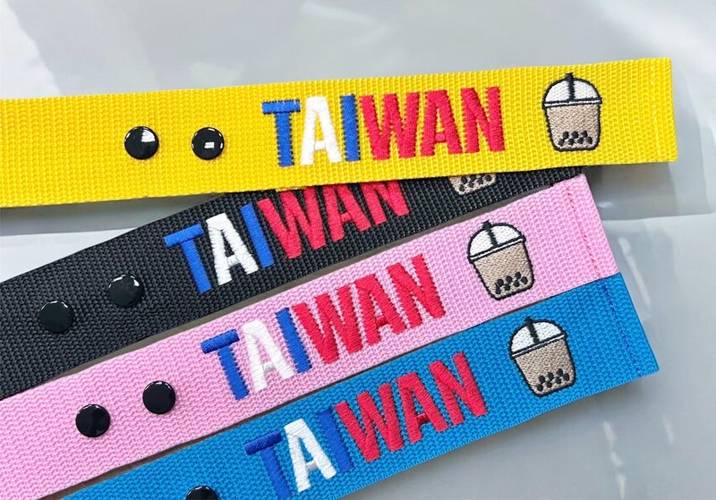 TAIWAN刺绣飘带/一条让人觉得友善国家的飘带/珍珠奶茶款 - 行李吊牌 - 绣线 