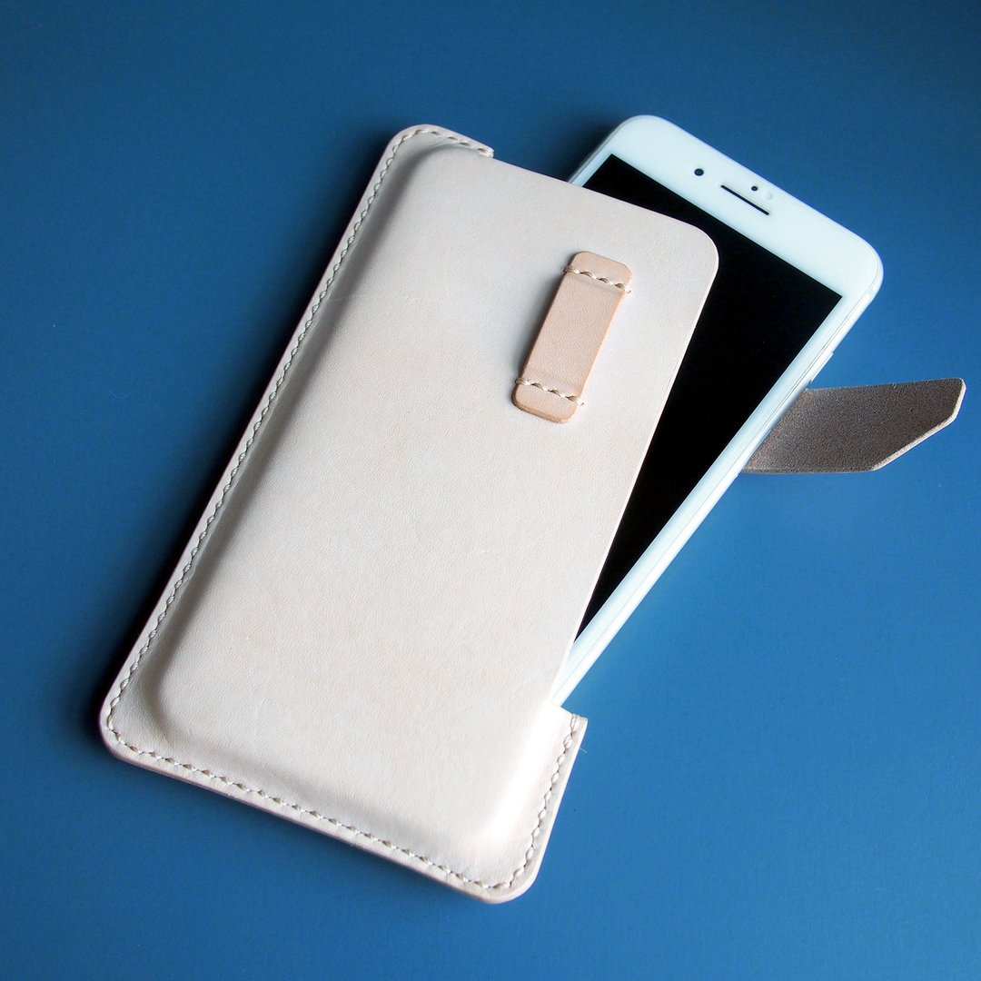 Natural Leather iPhone case for iPhone7plus, iPhone8plus, iPhone X, iPhoneXsMax - 手机壳/手机套 - 真皮 白色