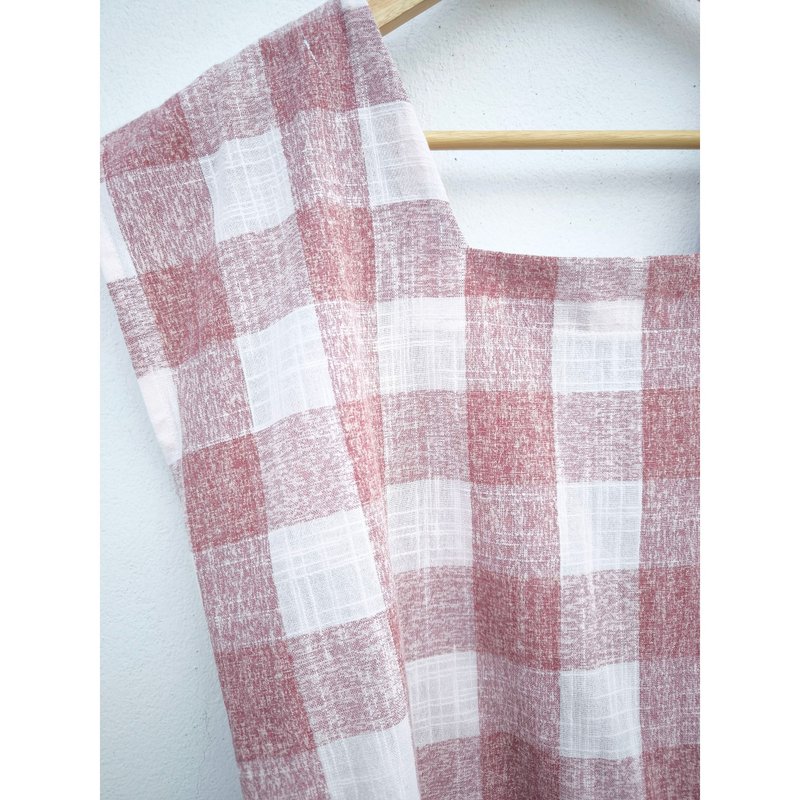 Cotton | 方领红格纹上衣 - 女装上衣 - 棉．麻 红色