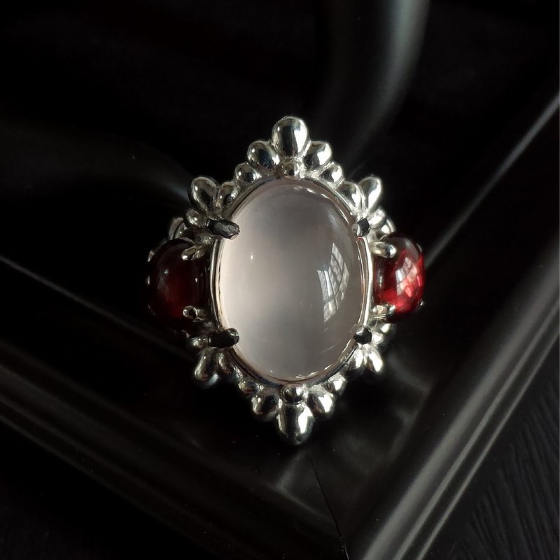 粉晶.石榴石 珠宝镀金925纯银戒指 - 花赏 - 戒指 - 宝石 粉红色