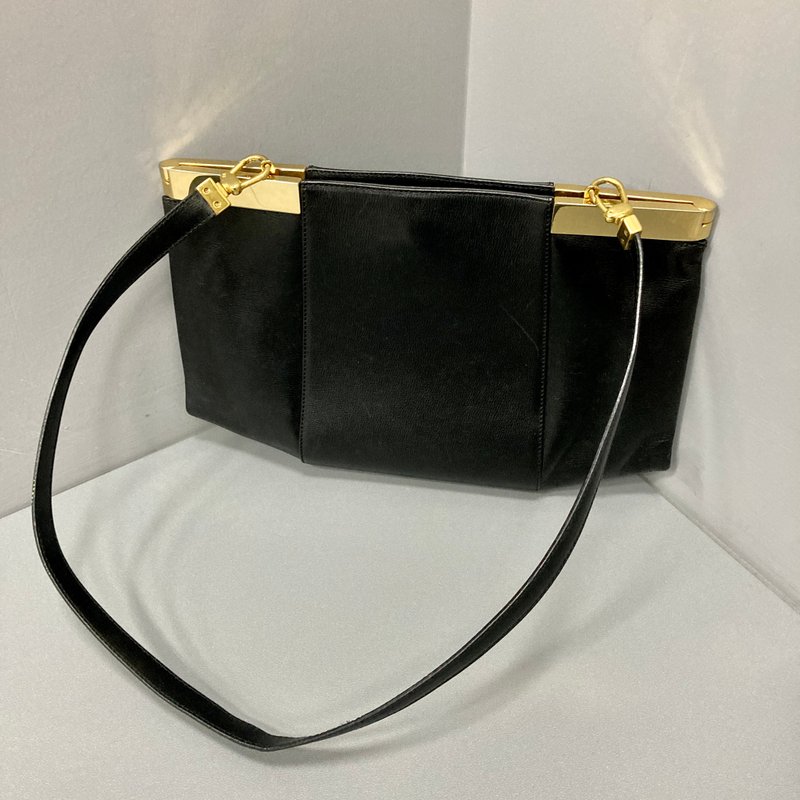 GENNY 意大利 真皮 时装品牌 古董包 肩背 短侧背 vintage - 手提包/手提袋 - 真皮 黑色