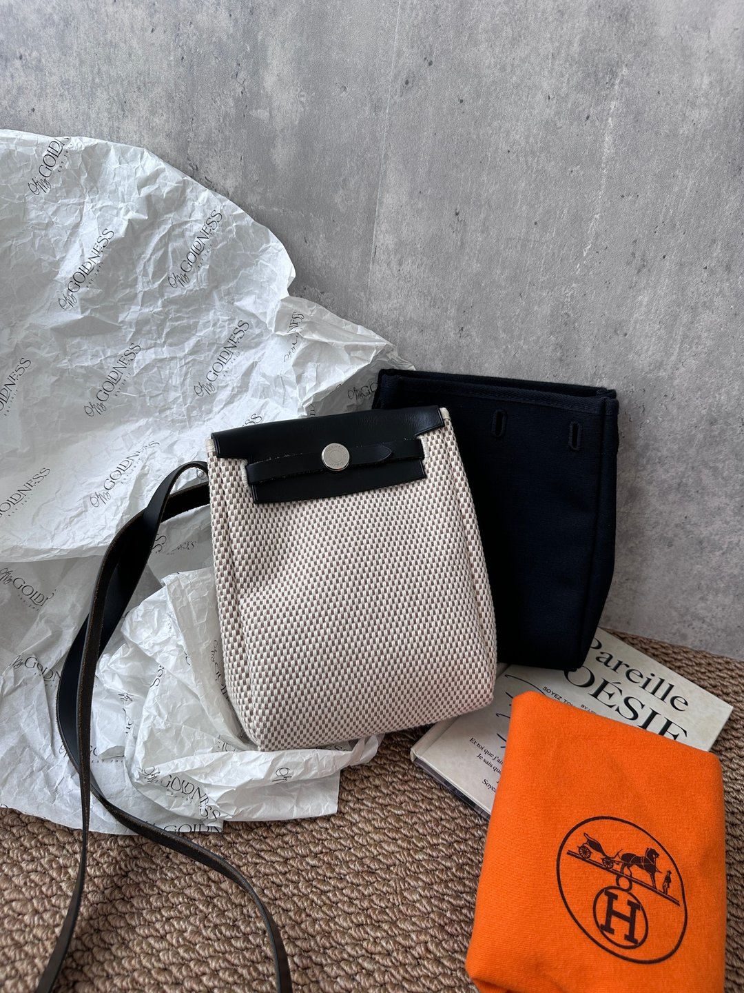 中古包 HERMES 爱马仕 Mini Herbag 斜背包 - 手提包/手提袋 - 真皮 卡其色