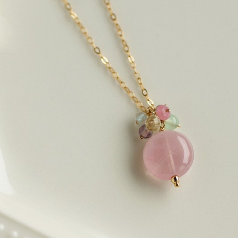 14kgf - cherry blossom pendant - 项链 - 宝石 粉红色
