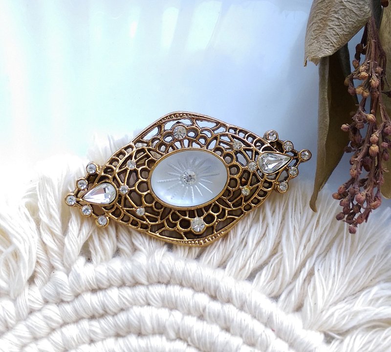 Vintage Jewelry 西洋古董饰品 1928品牌  ART DECO 慕夏白  别针 - 徽章/别针 - 其他金属 金色