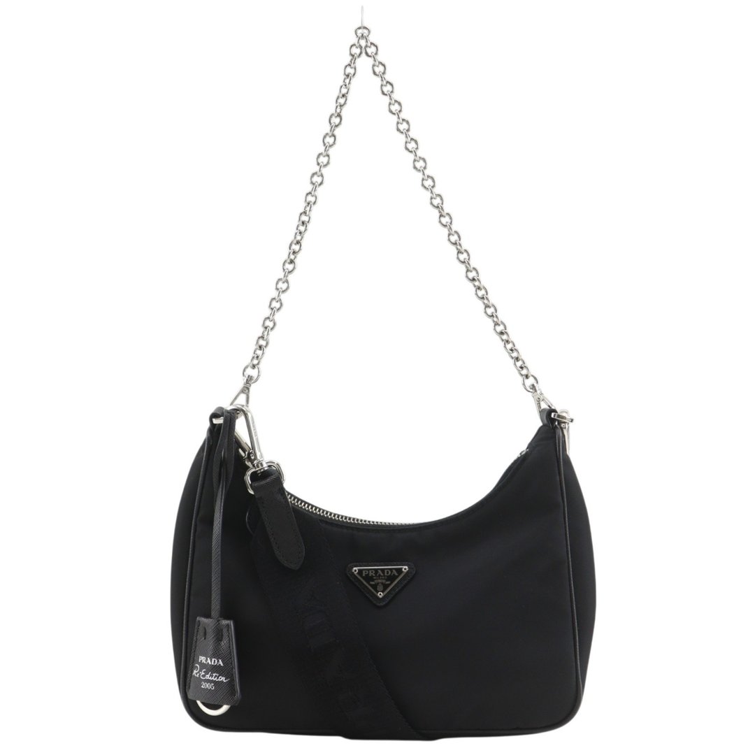 【日本直送】PRADA 普拉达 Re-Edition 2005 Re-Nylon 尼龙×Saffiano 皮革 肩背包 1BH204 NERO 黑色 女款【二手】 - 侧背包/斜挎包 - 尼龙 黑色