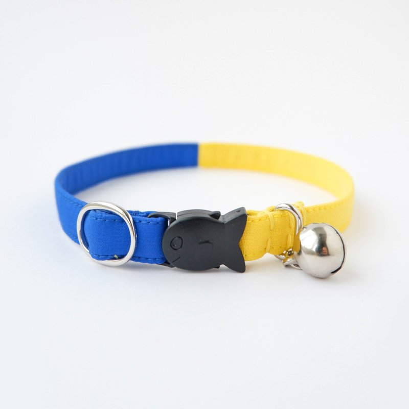 Personalized Cat Collar Set - Blue & Yellow - Two tone cat collar - 项圈/牵绳 - 棉 蓝色