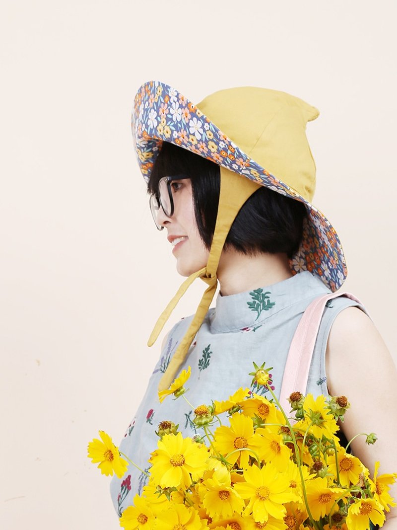 织布云麻麻原创设计雨滴遮阳帽女防晒花朵大檐帽防紫外线夏季y259 - 帽子 - 棉 多色
