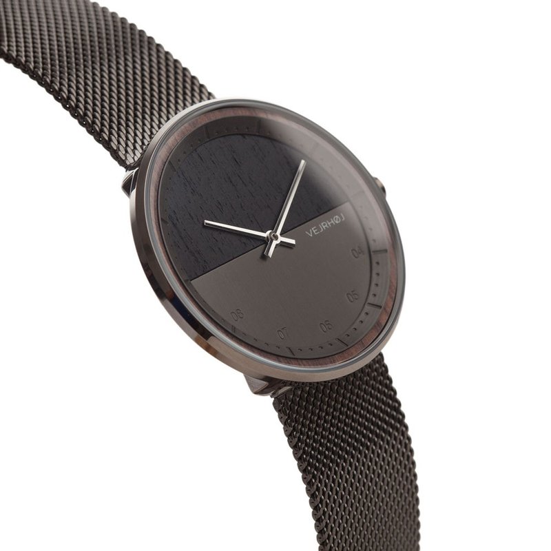 VEJRHOJ丹麦霍伊经典原木手表接单订购GUN Mesh沉稳黑-深色胡桃木 - 男表/中性表 - 其他金属 