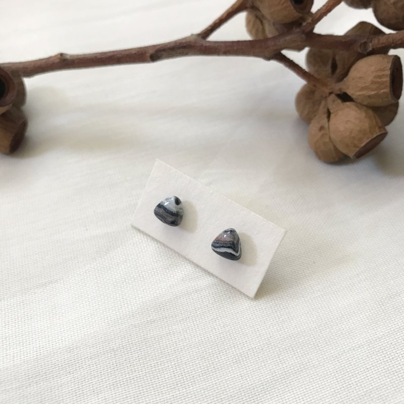 糖果风耳针系列/925银耳针/黑咖系 - 耳环/耳夹 - 陶 黑色