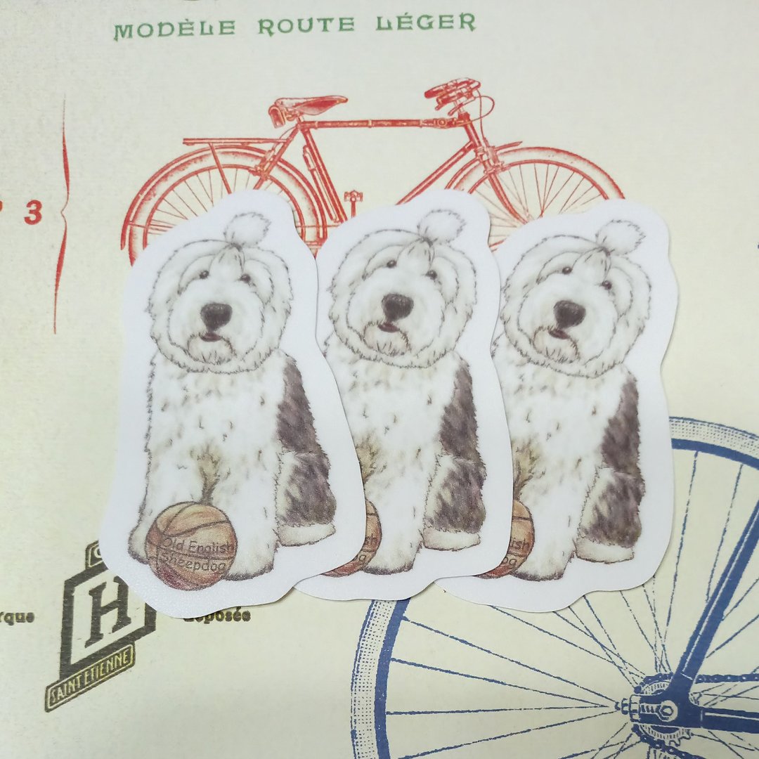 素描系列~英国古代牧羊犬-防水贴纸(1入) - 贴纸 - 防水材质 