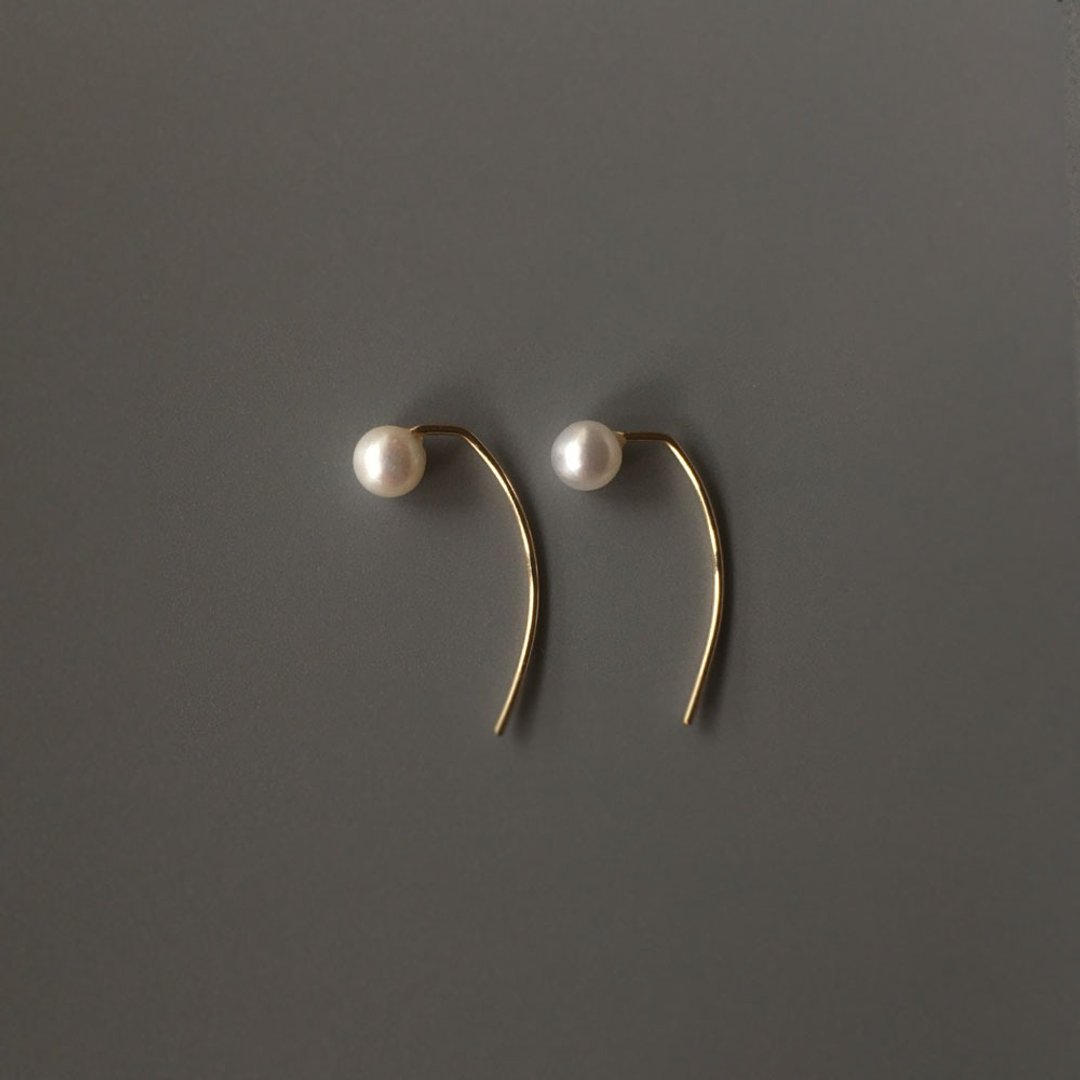 K14gf Pearl Earring - 耳环/耳夹 - 珍珠 白色