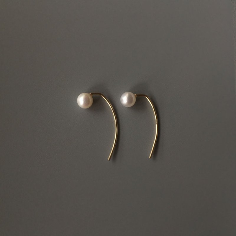K14gf Pearl Earring - 耳环/耳夹 - 珍珠 白色
