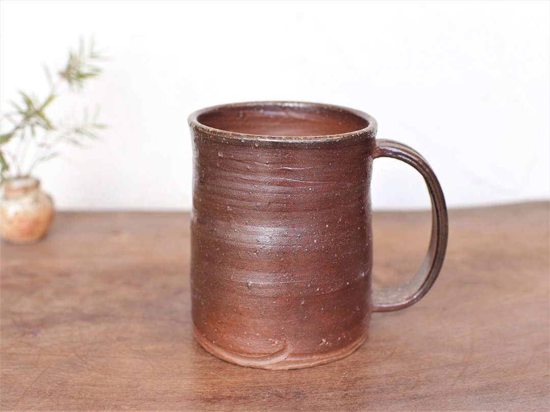 Bizen ware beer mug b5-086 - 咖啡杯/马克杯 - 陶 咖啡色