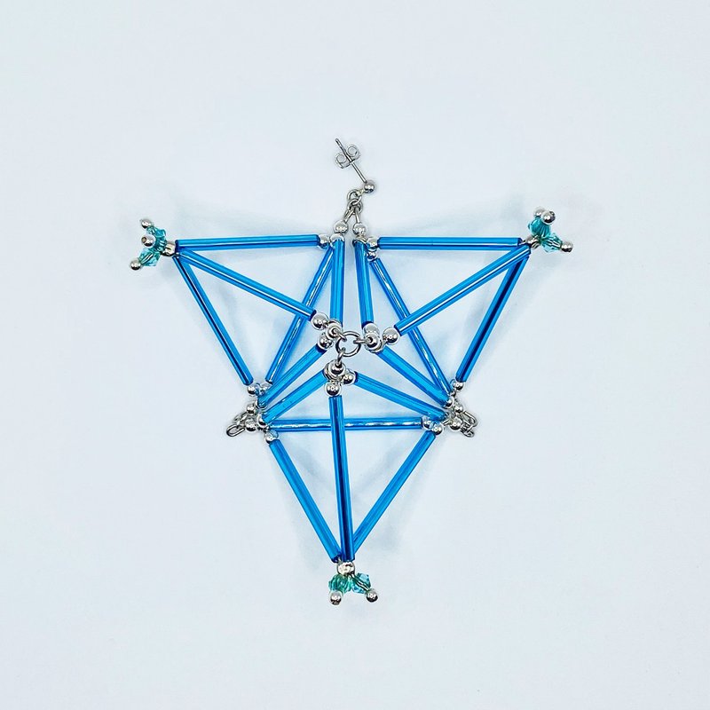 3D Triangle PIERCE/EARRING【LightBlue】 - 耳环/耳夹 - 玻璃 蓝色