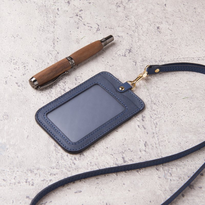 直式证件夹 ID Card Holder / 灰蓝Gray Blue / 免费刻字 - 证件套/卡套 - 真皮 