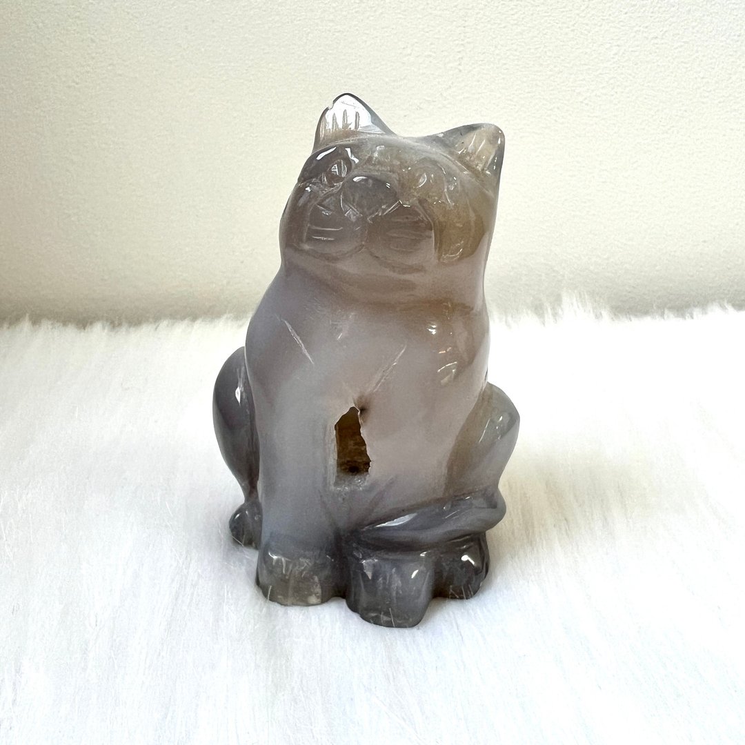 招财玛瑙猫 | 水晶 | 水晶摆件 | 水晶卡通及动物 - 摆饰 - 水晶 卡其色