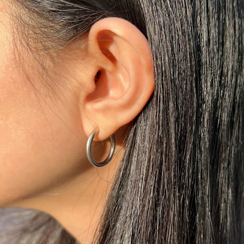 圈圈耳环 - 耳环/耳夹 - 银 白色