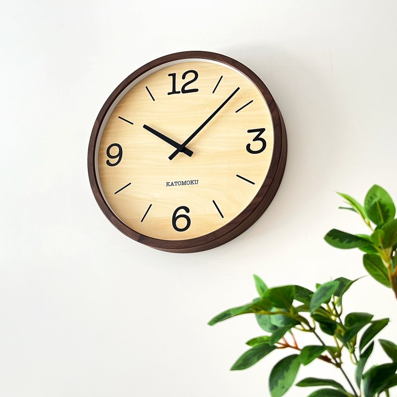 KATOMOKU muku clock 20 LL-size 核桃木(km-137WA) 挂钟 日本制 - 时钟/闹钟 - 木头 咖啡色