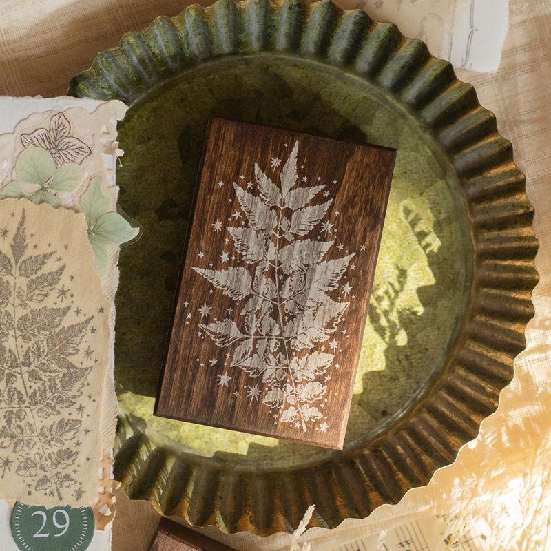 日常光点 染木印章 - 栾树的叶子 - 印章/印台 - 木头 咖啡色