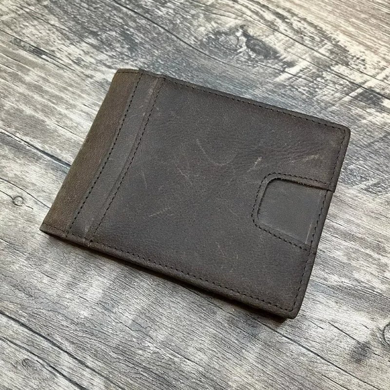 Timeless Slim Fold 男用 复古风 棕色 钞票夹 钱包 真皮皮包 - 零钱包 - 真皮 多色