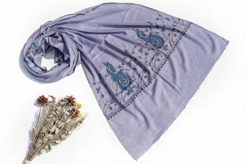 喀什米尔Cashmere 手织围巾 编织围巾 羊绒围巾 纯羊毛围巾披巾 - 围巾/披肩 - 羊毛 多色