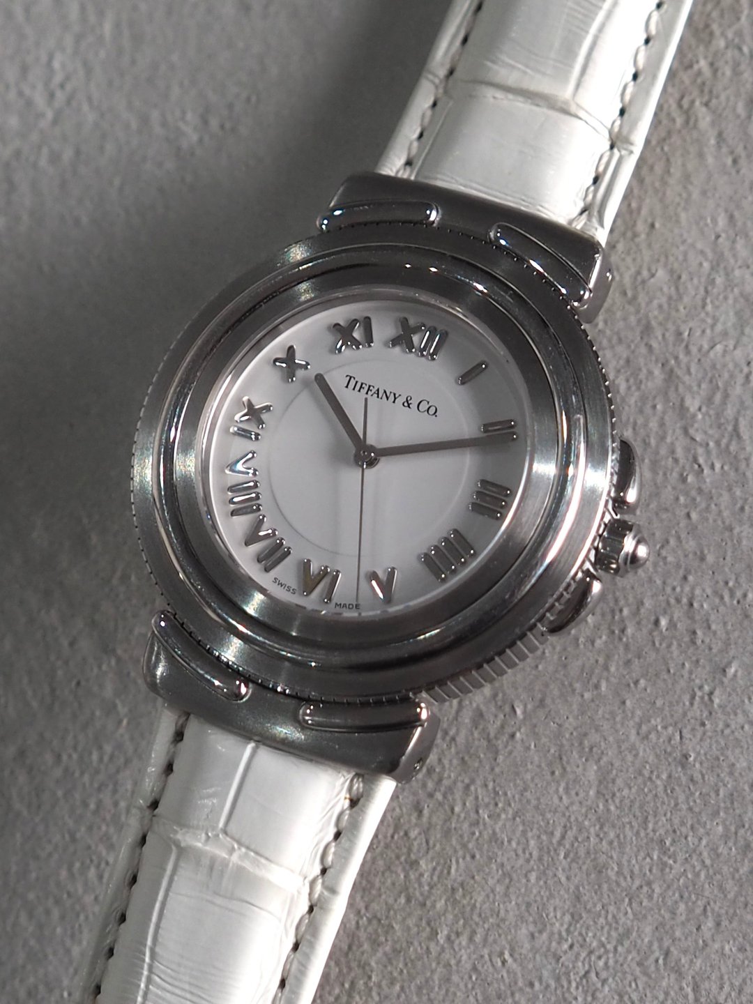 Tiffany & Co. 蒂芬妮 Intaglio 腕表 表款 银色 白色 皮革 时尚复古 Unisex - 男表/中性表 - 不锈钢 银色