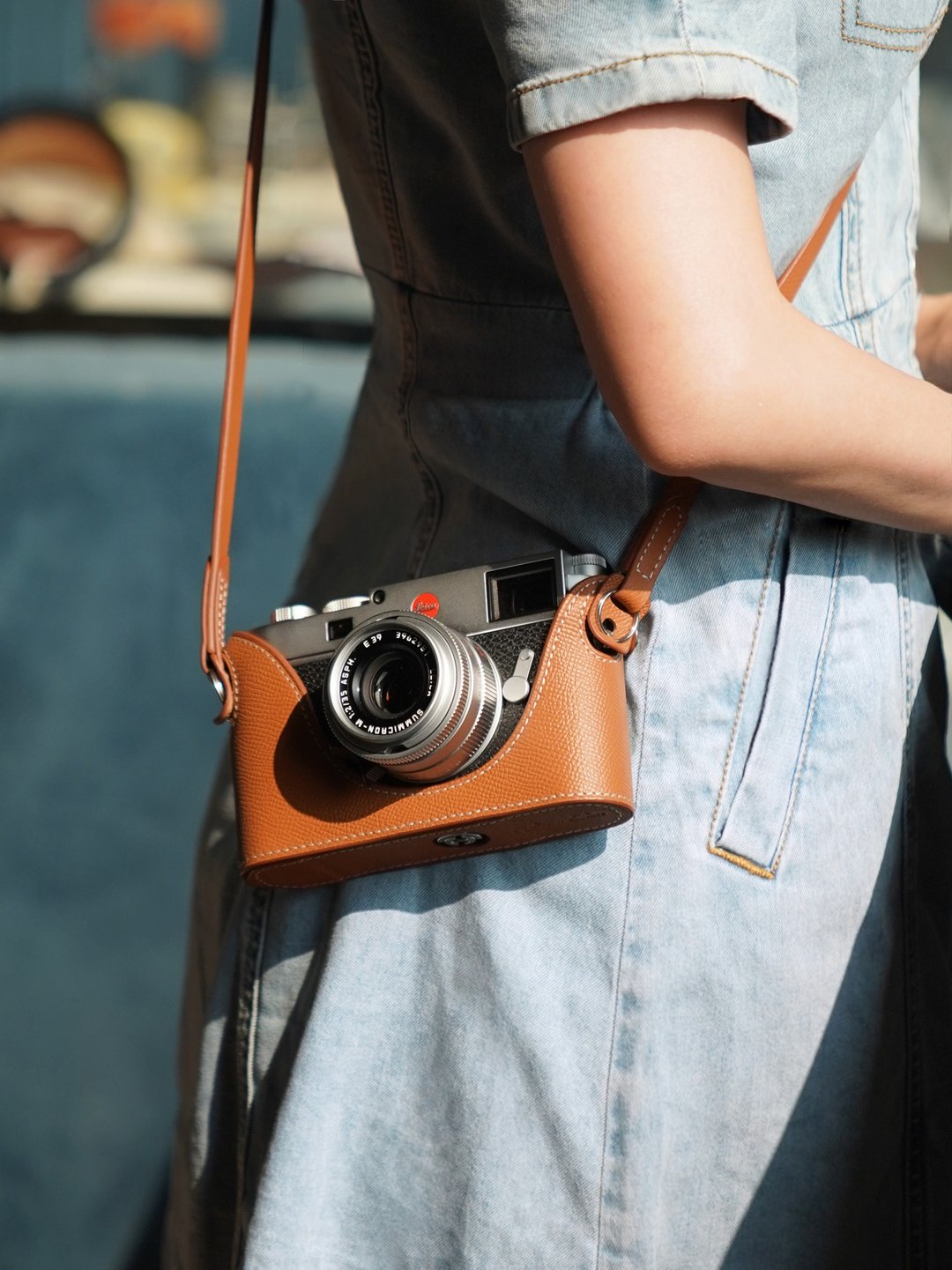 适用机型 Leica M11 手掌纹皮革相机底座皮套 - 相机包/相机袋 - 真皮 多色