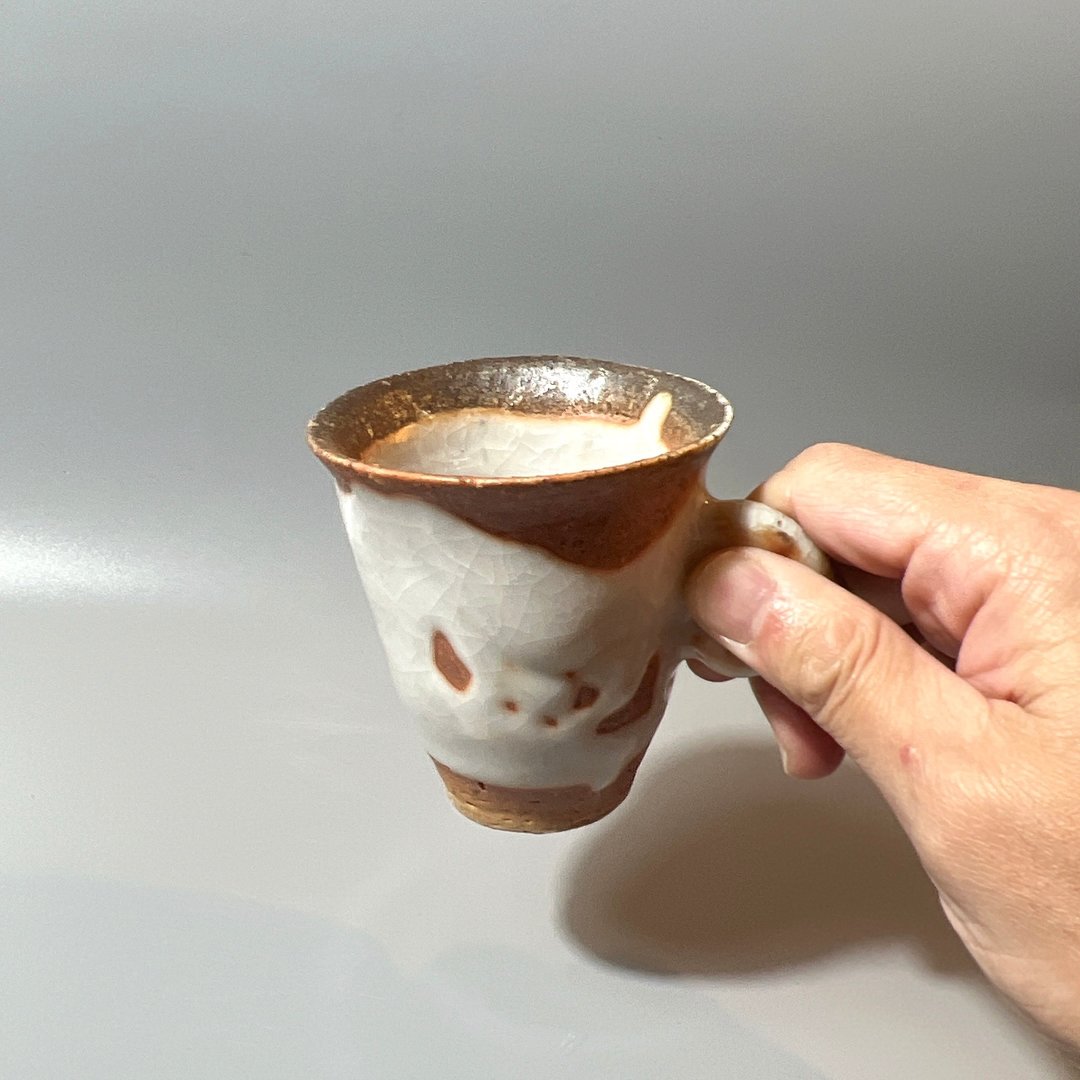 纯手捏柴烧志野圆耳茶杯 / 秋意云彩系列 / 小平凡手作 - 茶具/茶杯 - 陶 