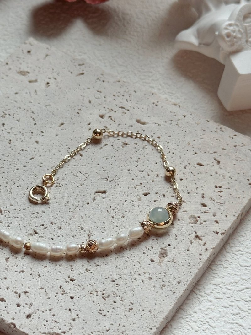 AZ 翡翠润青珍珠新中式设计手链 - 手链/手环 - 宝石 