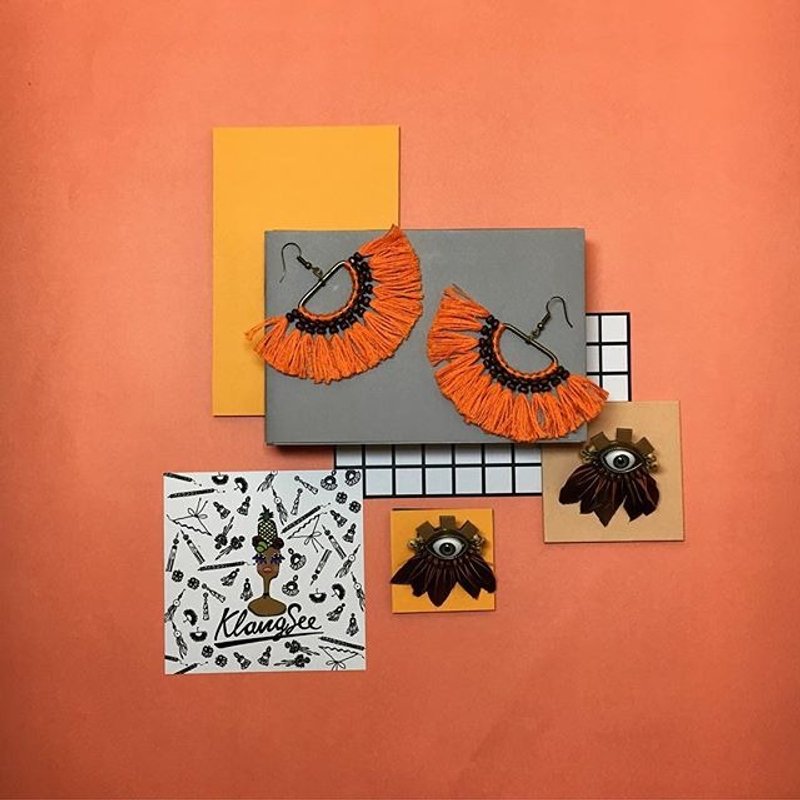 earrings: sunshine + Mong-Rang. - 耳环/耳夹 - 纸 橘色