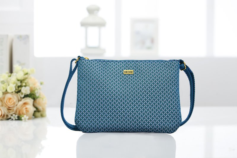 斜背包 防泼水 平织缇花 小编织蓝 散步包 - 侧背包/斜挎包 - 其他材质 