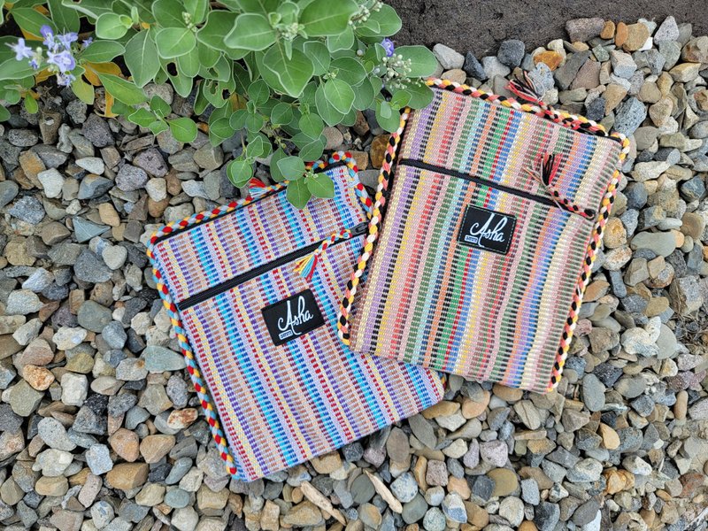 【轻便小方包】手工编织斜背、长链包 #两层收纳空间 - 侧背包/斜挎包 - 棉．麻 