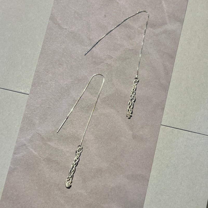 缱绻__ 手工 设计 简约 耳针 耳环 银线 编织 耳线耳环 耳环 - 耳环/耳夹 - 纯银 银色