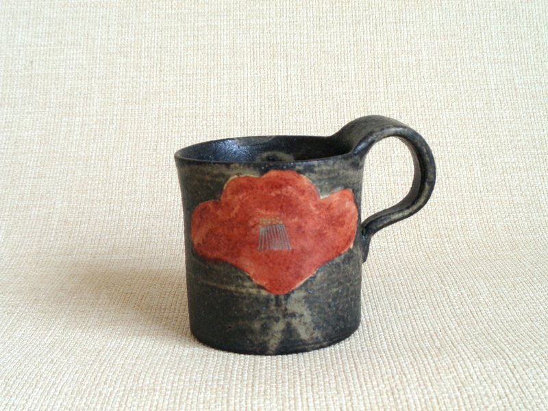 马克杯 金银彩红椿纹 - 咖啡杯/马克杯 - 陶 黑色