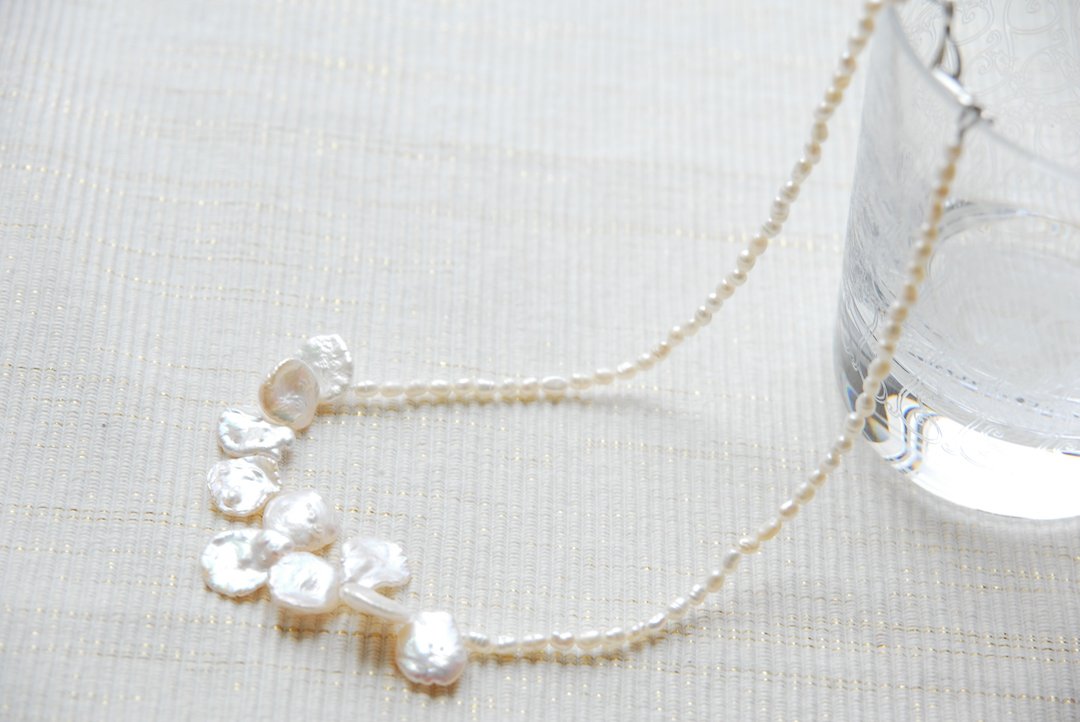Necklace White x White Keshiparu - 项链 - 宝石 白色