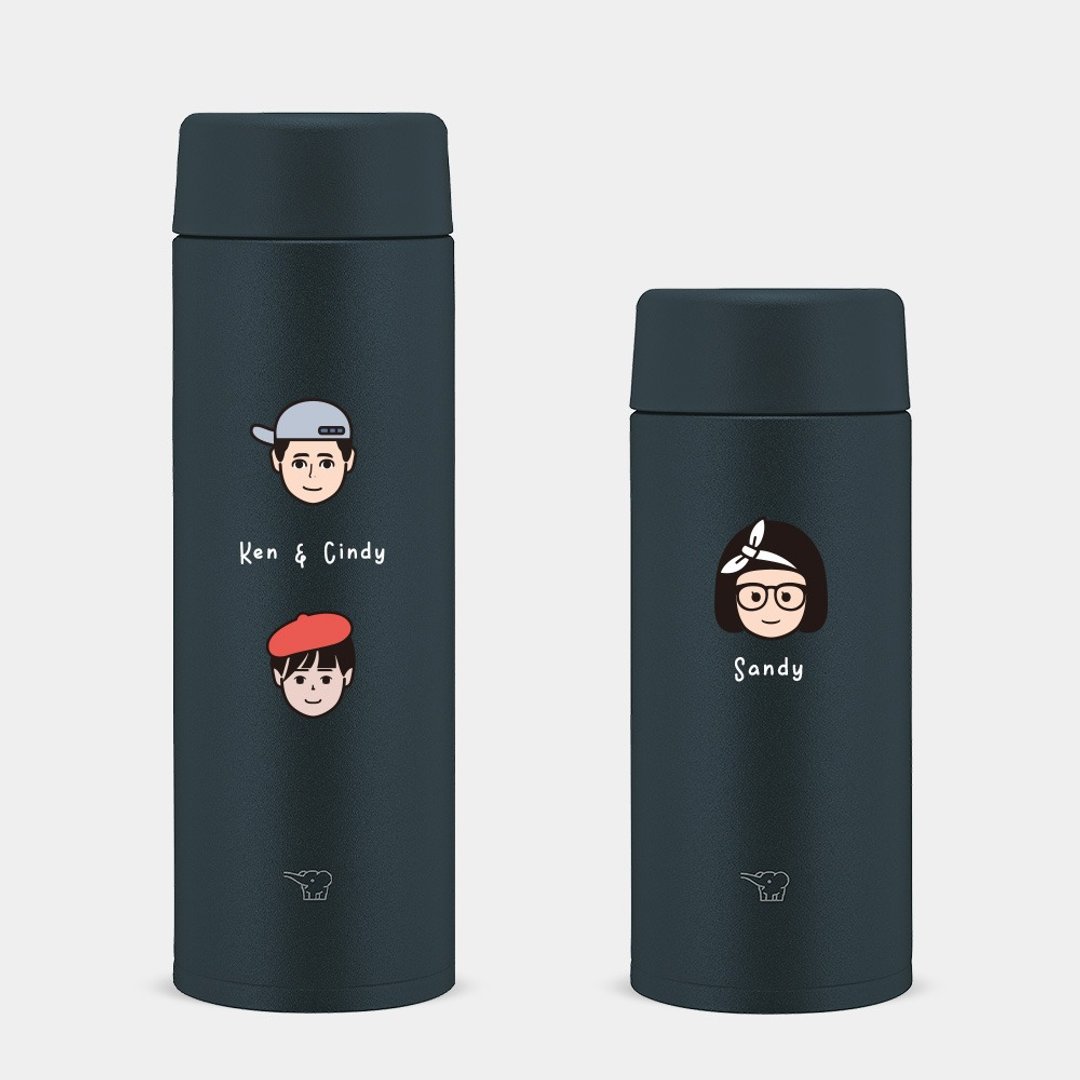【定制化礼物】礼物 Q版头像 象印不锈钢 保温瓶 毕业礼 PU006 - 保温瓶/保温杯 - 不锈钢 黑色