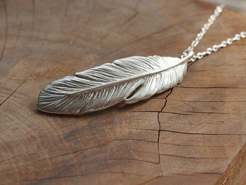 羽毛 纯银项链 /羽翼/翅膀/飞翔 - 项链 - 其他金属 银色