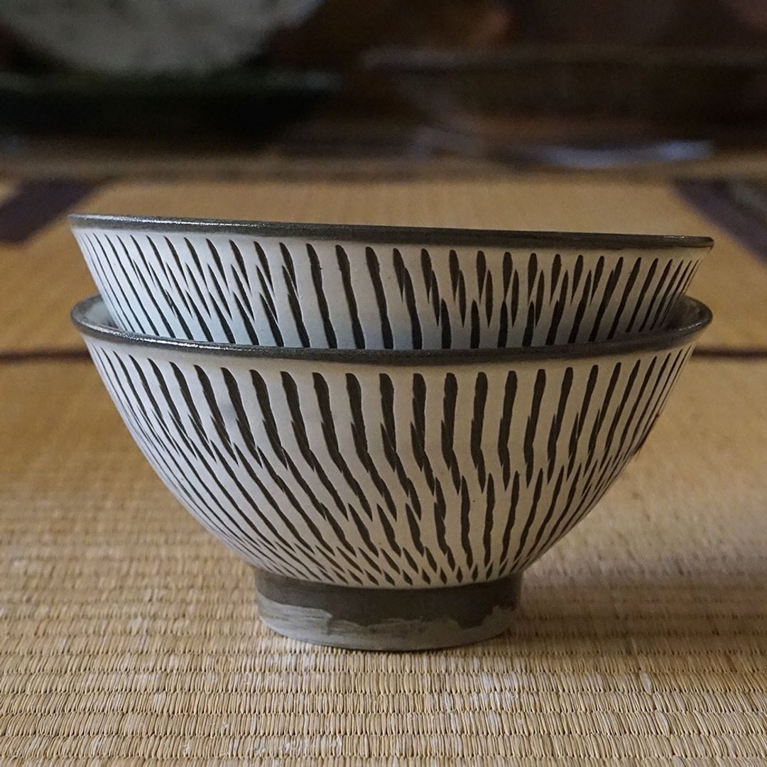 小鹿田烧飞刨饭碗 - 碗 - 陶 