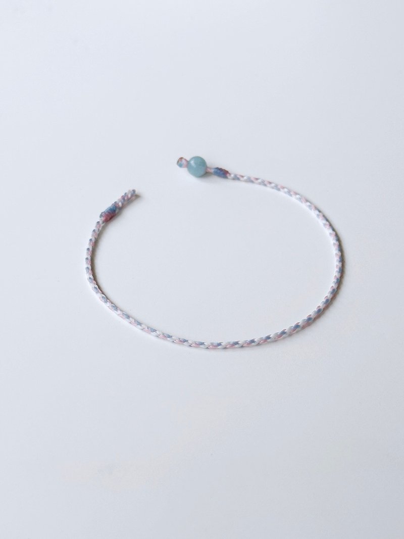 海蓝宝 粉蓝+白*2+玫瑰粉 超极细 四股编/3月诞生石/守护旅途顺利 - 手链/手环 - 其他材质 紫色