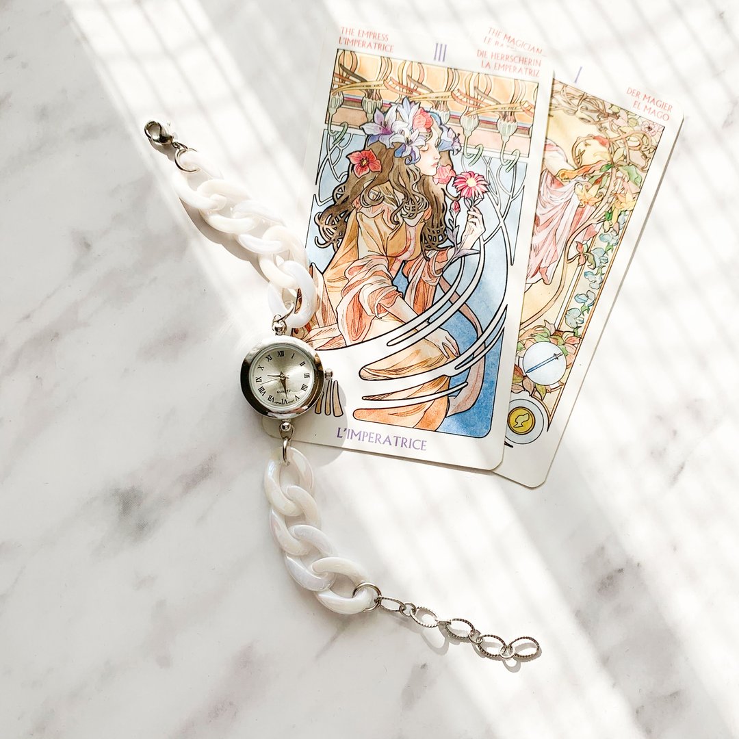 Freya Acrylic chain bracelet watch LI079 - 女表 - 压克力 白色